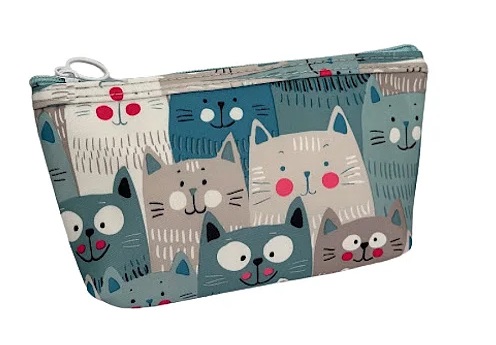 Necessaire estojo P  gatinhos floquinhos Azul